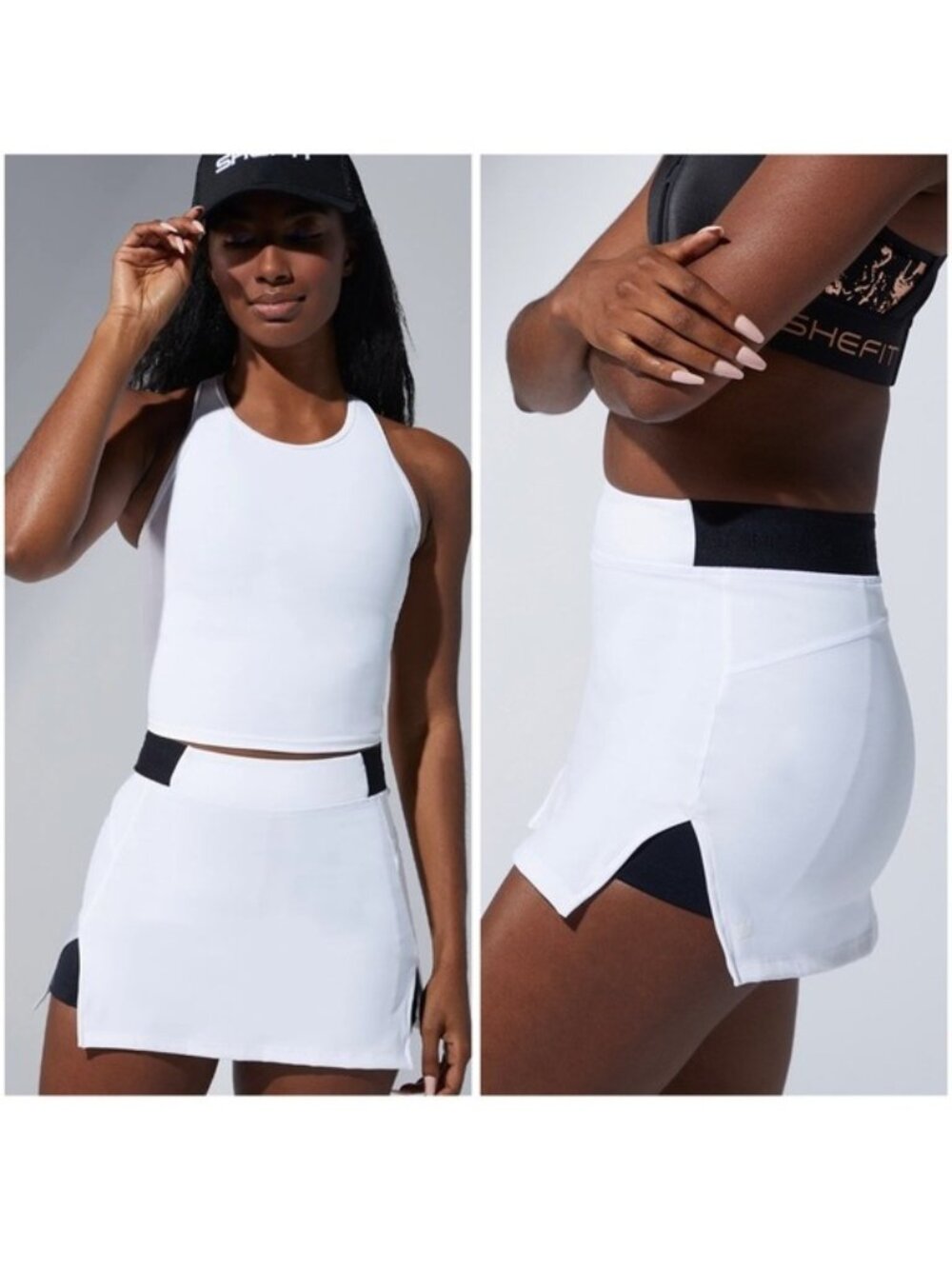 SHEFIT | White and Black Active Skirt Skort | Size 1 Luxe